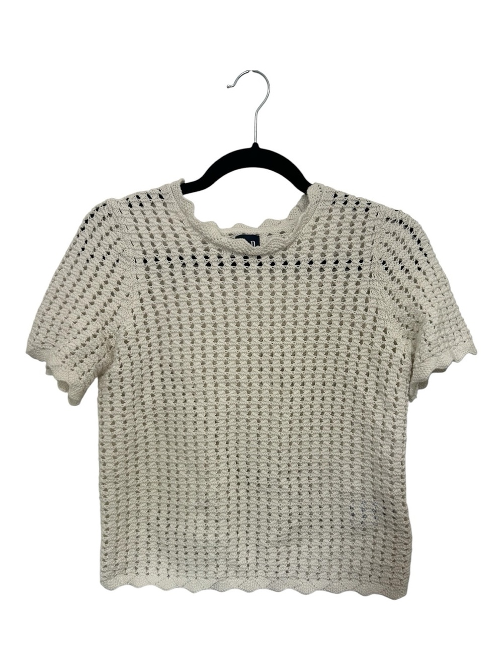 GAP Cream Crochet Short Sleeve Knit Top
